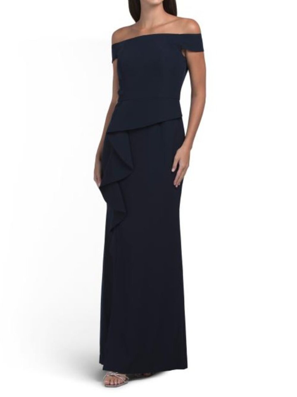 VINCE CAMUTO Scuba Off The Shoulder Ruffle Front Dress